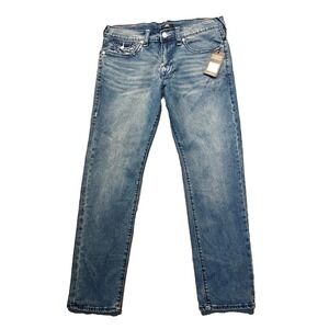 True Religion GENO‎ BIG T FLAP Jeans Men's 34 X 33" Medium Wash Slim Fit